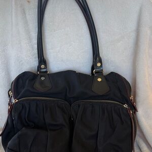 MZ Wallace Sophie Black Nylon Leather Trim w/2 Detachable Straps Crossbody Purse
